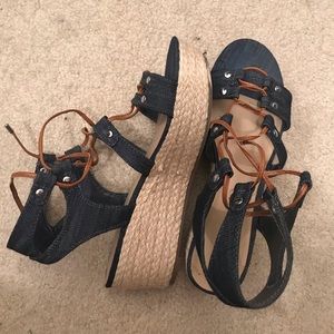 Denim wedges